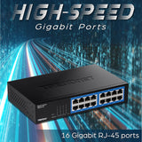 TRENDnet Commutateur de bureau Gigabit 16 ports, TEG-S17D, 16 x RJ-45 Gigabit