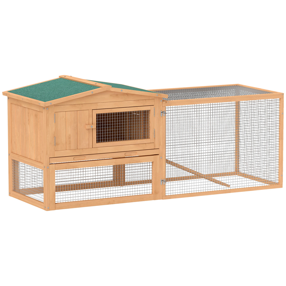 62'' L 2-Story Rabbit Hutch Bunny Cage Small Animal House with Pull Out Tray