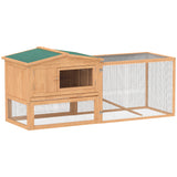 62'' L 2-Story Rabbit Hutch Bunny Cage Small Animal House with Pull Out Tray