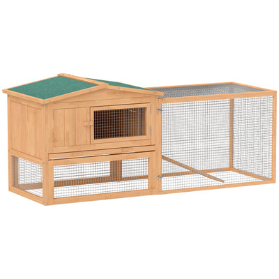 62'' L 2-Story Rabbit Hutch Bunny Cage Small Animal House with Pull Out Tray