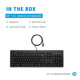 Clavier filaire HP 125 – USB noir pleine taille