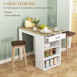 Bar Table with Drawer and 3 Storage Shelves, High Top Pub Table for Home Bar