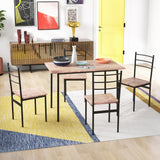 5 Piece Dining Table Set for 4, Steel Frame for Dining Room