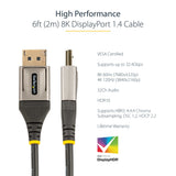 StarTech.com Câble DisplayPort 1.4 certifié VESA de 2 m (6 pi) - 8K 60 Hz H