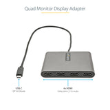 Adaptateur StarTech.com USB-C vers quad HDMI, convertisseur USB-C vers 4x moniteurs HDMI