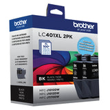 Cartouches d'encre noire haute capacité Brother LC401XL2PKS, paquet de 2