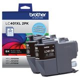 Cartouches d'encre noire haute capacité Brother LC401XL2PKS, paquet de 2