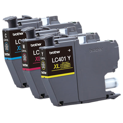 Brother LC401XL 3-Pack Color Ink Cartridges - High Yield