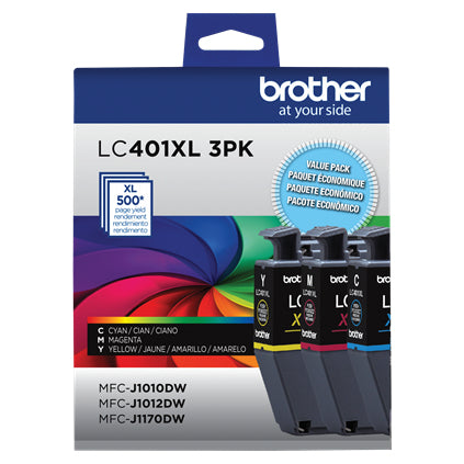 Brother LC401XL3PKS HY 3-Pack Colour Ink Cartridges
