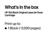 Black Toner Cart F/ 1010 1012 1020 1022 3015 3020 3030 - 2K YLD