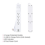 Parafoudre CyberPower P406U blanc 4 sorties CA 125 V 1,8 m