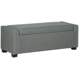 Banc de rangement capitonné avec couvercle rabattable et pouf en tissu pour chambre à coucher