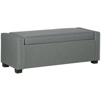 Upholstered Flip Top Storage Bench Fabric Ottoman for Bedroom