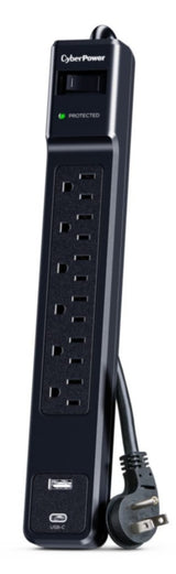 CyberPower CSP604UC Barre parasurtension, 1500J, 6 prises + USB