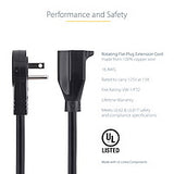 StarTech.com 10ft (3m) Power Extension Cord - 360° Rotating Flat Plug