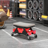 Rolling Garage Stool with Wheels, 300 LBS Capacity Padded Mechanic Stool with Tool Trays Storage