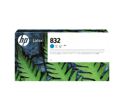 HP 832 1-liter Cyan Latex Ink Cartridge for HP Latex Printers