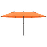 15' Outdoor Patio Umbrella with Twin Canopy Sunshade Steel Table Umbrella with Lift Crank