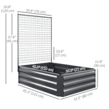 Galvanized Raised Garden Bed with Trellis for Climbing Plants, Outdoor Planter Box with Open Bottom