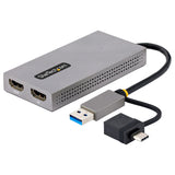 StarTech.com USB to Dual HDMI Adapter, USB A/C to 2x HDMI Displays (1x