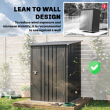3.3' x 3.4' Lean-to Garden Storage Shed, Outdoor Galvanized Steel Tool House with Lockable Door for Patio