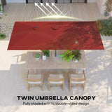 Double-Sided Patio Umbrella Parasol with Tilt, Adjustable Height, Vents and 12 Ribs