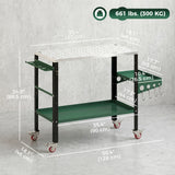 2Tier Rolling Welding Table, Lockable Steel Heavy Duty Welding Workbench Table with Side Tray