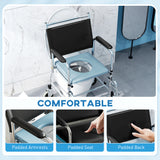 Rolling Shower Chair, Bedside Commode Wheelchair with Padded Seat, 300 lbs