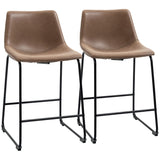 Counter Height Bar Stools Set of 2, Vintage PU Leather Bar Chairs