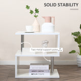 Wooden S Shape End Table 3 Tier Storage Shelves Organizer Living Room Side Table Desk