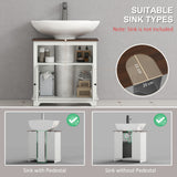 Farmhouse Bathroom Sink Cabinet, Pedestal Sink Storage Cabinet with Double Doors and Shelves
