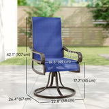 Patio Dining Chairs Set of 2, 360° Swivel Rocking Outdoor Chairs with Armrests, Breathable Mesh