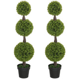 Ensemble de 2 topiaires en forme de boule de buis artificiel