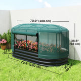 6' x 3' Galvanized Raised Garden Bed with Crop Cage Net Cover and Watering System