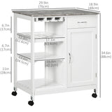 Rolling Kitchen Cart, Bar Cart on Wheels with Wine Rack, Drawer, Open Shelves, Kitchen Island with Storage