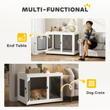 Pet Crate End Table with Water-resistant Cushion or Large Medium Dogs
