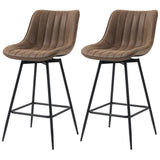 Ensemble de 2 tabourets de comptoir, tabourets de bar rembourrés en cuir PU avec dossier, repose-pieds et pieds en acier