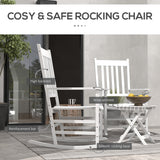 Ensemble de 3 Chaises Berçantes Extérieures, Ensemble de Chaises Berçantes de Patio en Bois avec Table Pliante, Dossier Haut et Accoudoirs