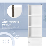 Tall Bathroom Storage Cabinet, Freestanding Linen Tower with 3-Tier Open Adjustable Shelf