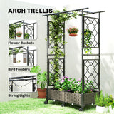 Lit de jardin surélevé avec treillage en arche, sur roues avec treillage latéral pour plantes grimpantes