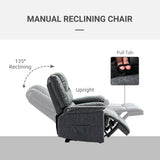 Fauteuil inclinable en similicuir PU, fauteuil inclinable manuel pour salon avec repose-pieds, 2 poches latérales et cadre en acier