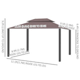 10 x 13ft Aluminum Frame Gazebo Canopy Double Tier Garden Shelter with Netting and Curtains