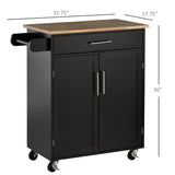 Rolling Kitchen Island Cart with Wood Top, Enough Storage Drawer Space with Towel Bar Rack Shelves, Portable Kitchen Utility Serving Cart Trolley on Wheels