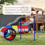 Dog Agility Training Equipment, 11-Piece Dog Obstacle Course with Adjustable Hurdle & Ring, 3 Tunnels