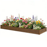 12 x 4 x 1ft Galvanized Raised Garden Bed, Reinforced Outdoor Planter Box with Open Bottom