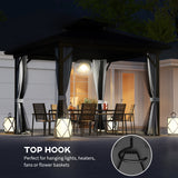 10' x 10' Hardtop Gazebo, Sun Shelter with Double Tier Metal Roof, and Hanging Hook