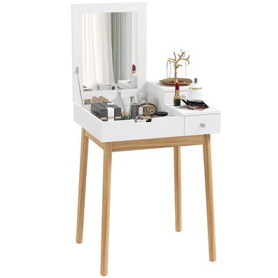 Makeup Vanity Table with Flip-up Mirror, Modern Dressing Table with 2 Drawers for Bedroom