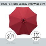 9ft Solar Patio Umbrella Outdoor Sunshade 24 LED Lights Tilt Canopy