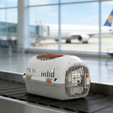 Hard-Sided Travel Pet Carrier, Plastic Dog and Cat Kennel for Small Dogs and Cats, Portable Crate with Steel Wire Door
