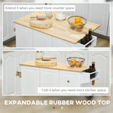 Kitchen Island on Wheels, Kitchen Cart with Drop Leaf, Drawers